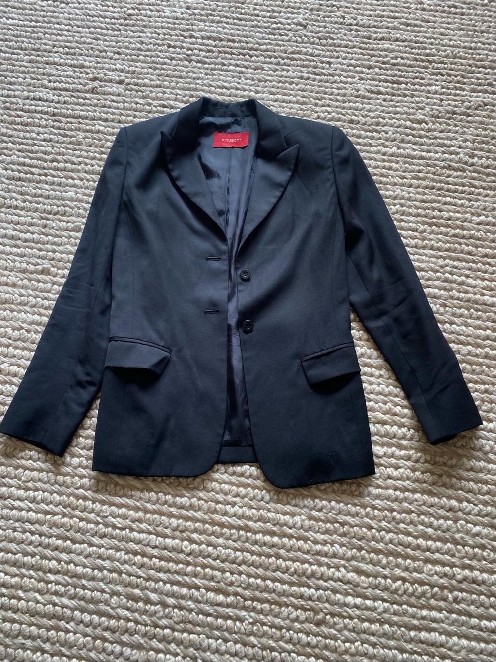 Burberry Women’s Classic Wool Black Blazer with some shoulder padding Size S